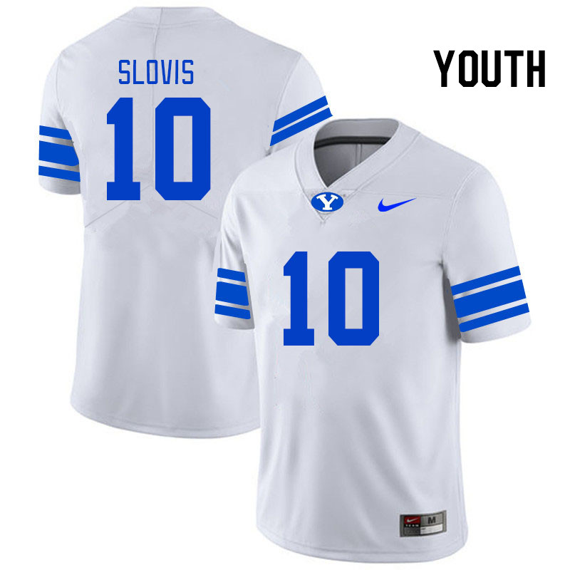 Youth #10 Kedon Slovis BYU Cougars College Football Jerseys Stitched-White - Click Image to Close